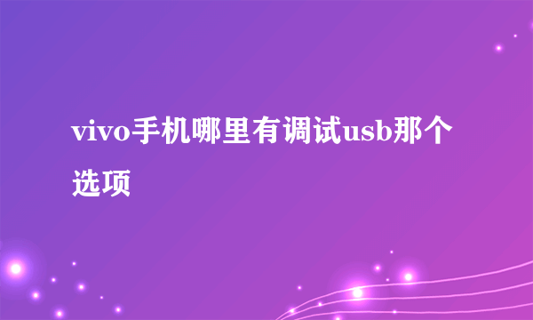 vivo手机哪里有调试usb那个选项