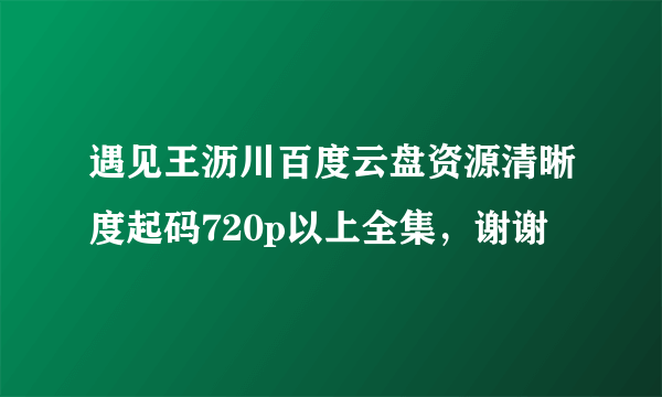 遇见王沥川百度云盘资源清晰度起码720p以上全集，谢谢