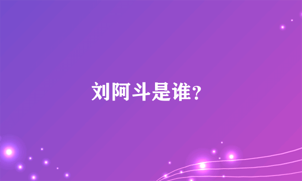 刘阿斗是谁？