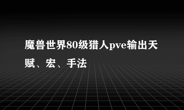 魔兽世界80级猎人pve输出天赋、宏、手法