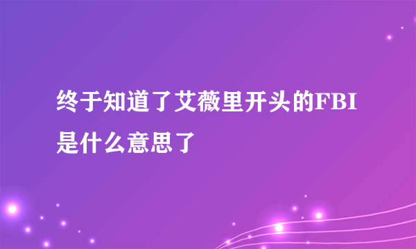 终于知道了艾薇里开头的FBI是什么意思了