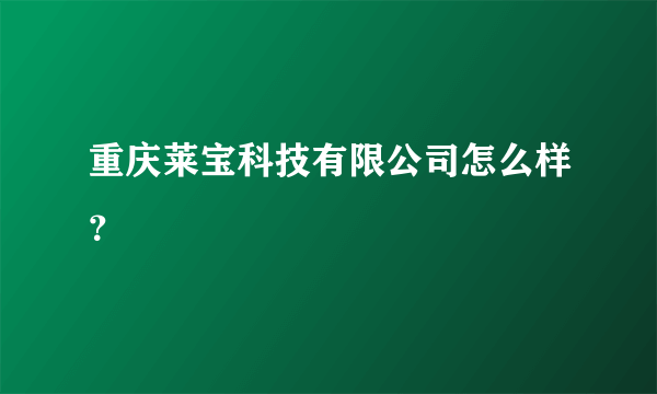 重庆莱宝科技有限公司怎么样？