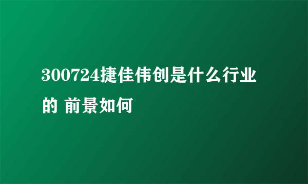 300724捷佳伟创是什么行业的 前景如何