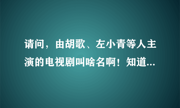 请问，由胡歌、左小青等人主演的电视剧叫啥名啊！知道的友友请告诉我！！！