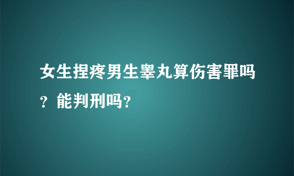 女生捏疼男生睾丸算伤害罪吗？能判刑吗？