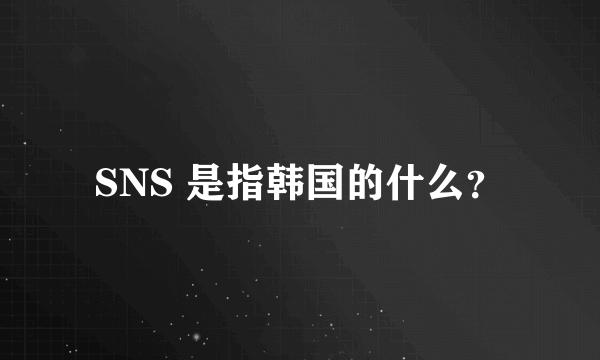 SNS 是指韩国的什么？