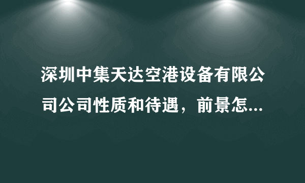 深圳中集天达空港设备有限公司公司性质和待遇，前景怎么样？我是学焊接的（大专）