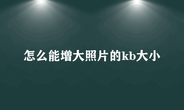 怎么能增大照片的kb大小