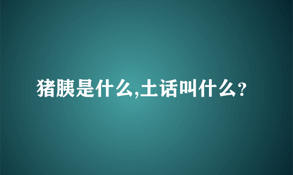 猪胰是什么,土话叫什么？