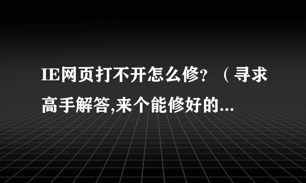 IE网页打不开怎么修？（寻求高手解答,来个能修好的，支持YY，本人YY151608509）如题 谢谢了