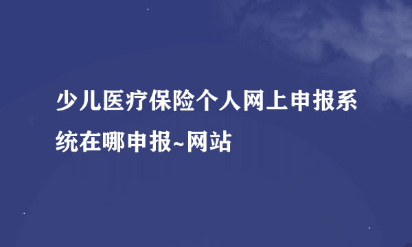 少儿医疗保险个人网上申报系统在哪申报~网站