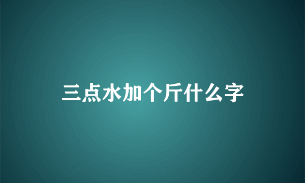 三点水加个斤什么字