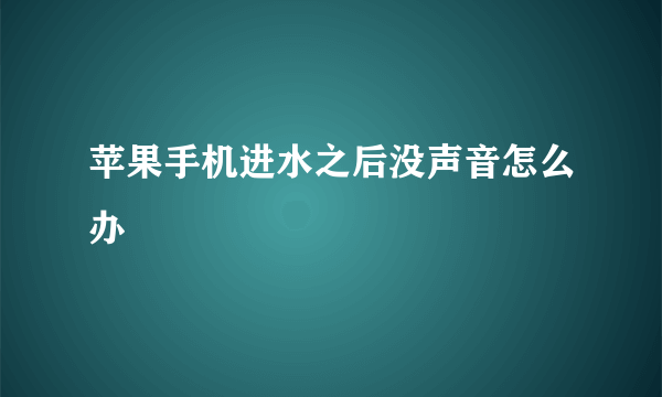 苹果手机进水之后没声音怎么办