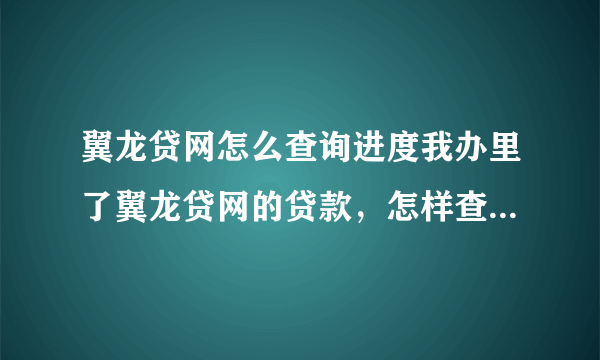 翼龙贷网怎么查询进度我办里了翼龙贷网的贷款，怎样查询真假啊