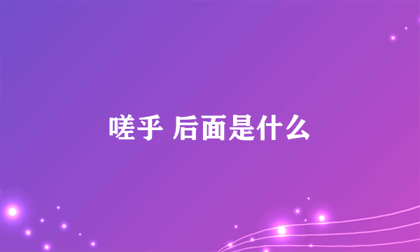 嗟乎 后面是什么