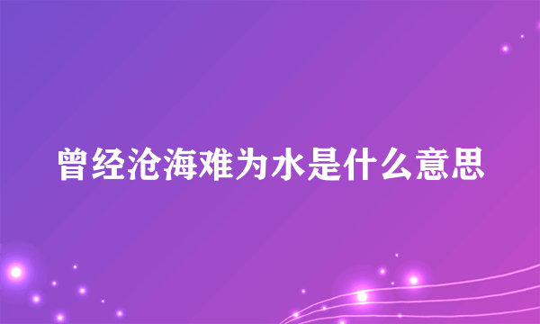 曾经沧海难为水是什么意思