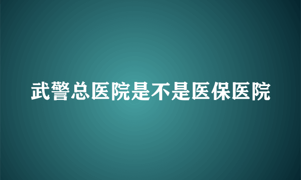 武警总医院是不是医保医院