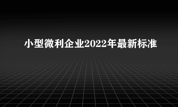 小型微利企业2022年最新标准