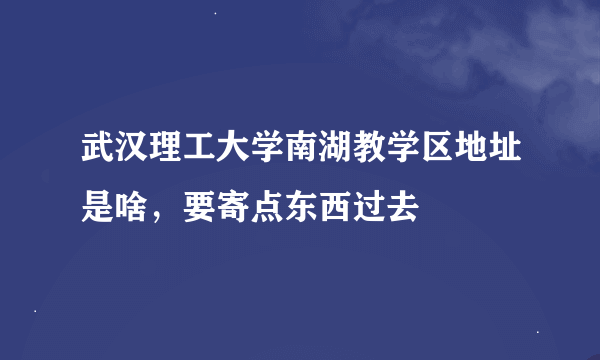 武汉理工大学南湖教学区地址是啥，要寄点东西过去