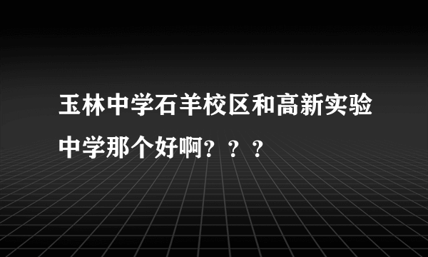 玉林中学石羊校区和高新实验中学那个好啊？？？