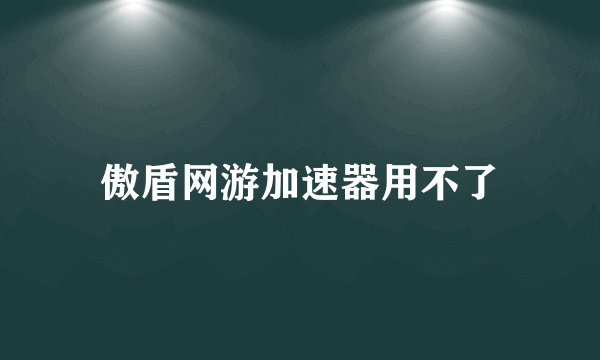 傲盾网游加速器用不了