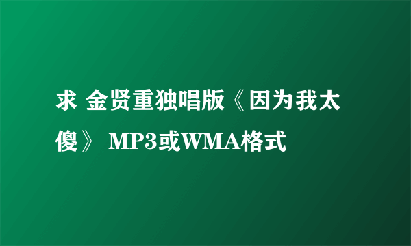 求 金贤重独唱版《因为我太傻》 MP3或WMA格式