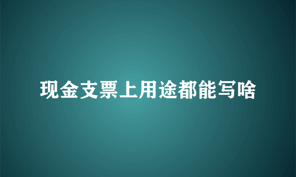 现金支票上用途都能写啥