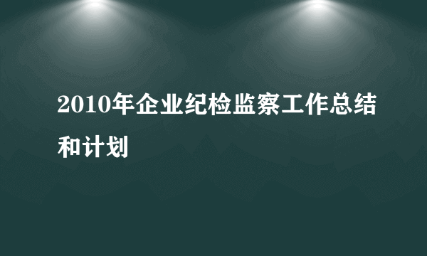 2010年企业纪检监察工作总结和计划