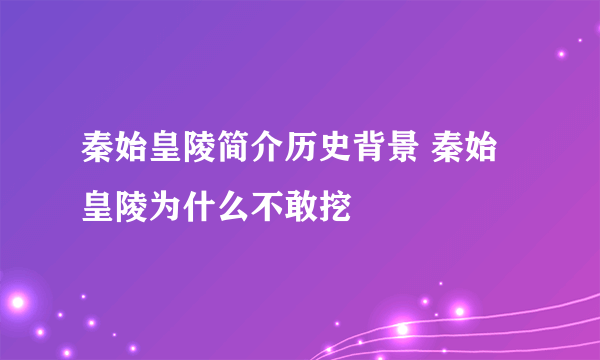 秦始皇陵简介历史背景 秦始皇陵为什么不敢挖