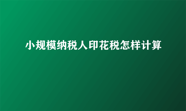 小规模纳税人印花税怎样计算