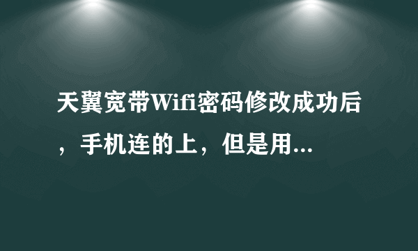 天翼宽带Wifi密码修改成功后，手机连的上，但是用不了，怎么回事？急！我修改密码的页面附上。