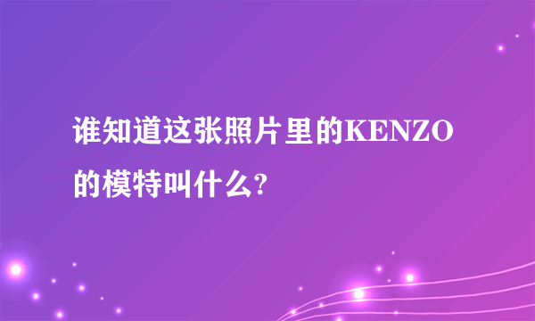 谁知道这张照片里的KENZO的模特叫什么?