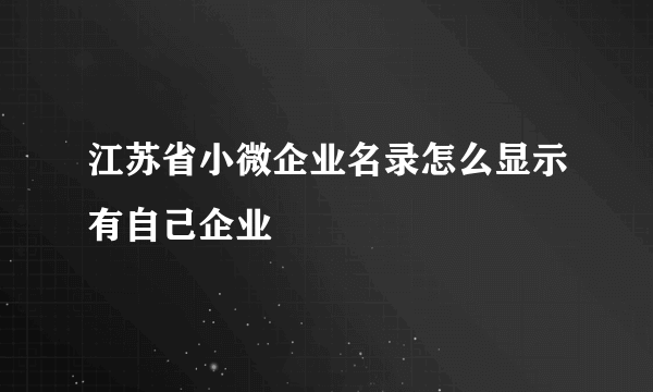 江苏省小微企业名录怎么显示有自己企业