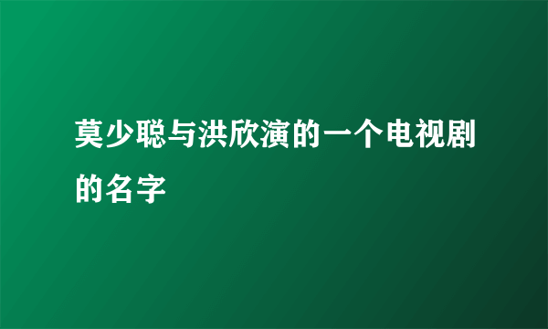 莫少聪与洪欣演的一个电视剧的名字