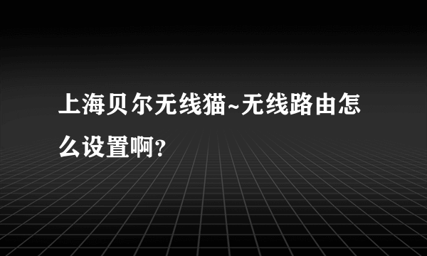 上海贝尔无线猫~无线路由怎么设置啊？