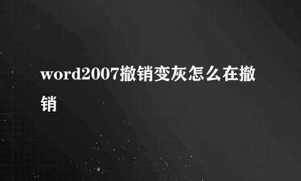 word2007撤销变灰怎么在撤销