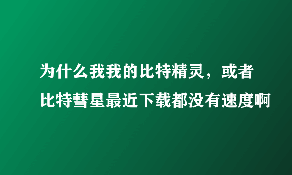 为什么我我的比特精灵，或者比特彗星最近下载都没有速度啊