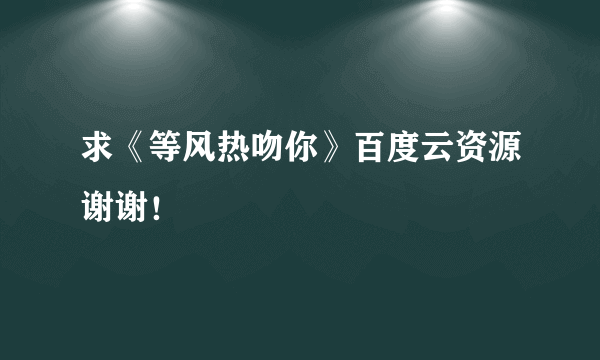 求《等风热吻你》百度云资源谢谢！