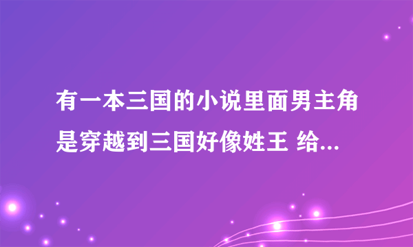 有一本三国的小说里面男主角是穿越到三国好像姓王 给曹操当军师 会奇门遁甲 从别人得到的书，忘记名字了