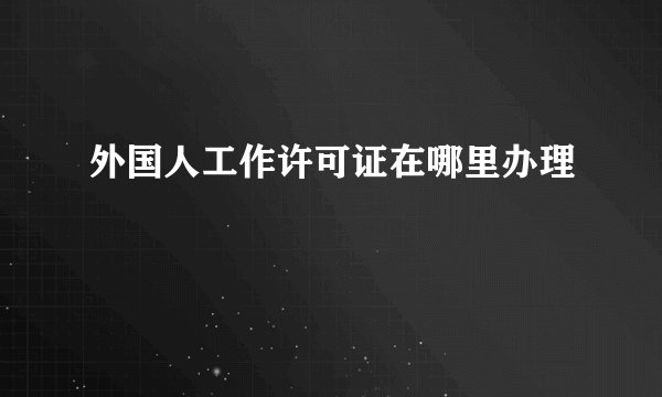 外国人工作许可证在哪里办理