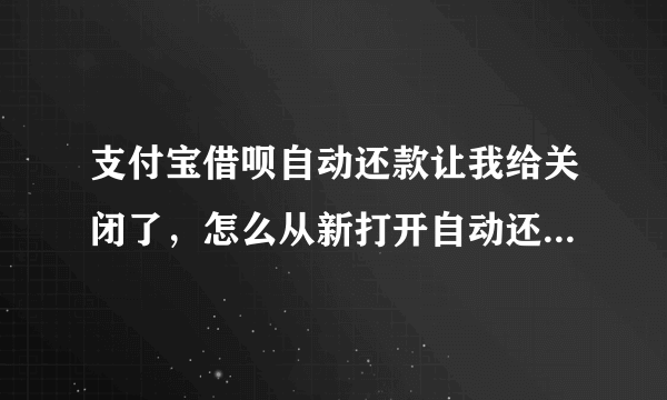 支付宝借呗自动还款让我给关闭了，怎么从新打开自动还款？谢谢