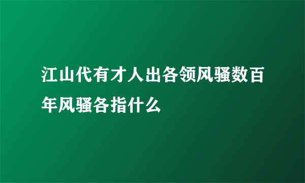 江山代有才人出各领风骚数百年风骚各指什么