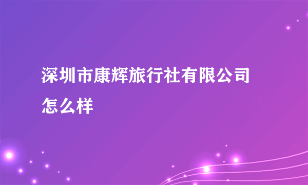 深圳市康辉旅行社有限公司 怎么样