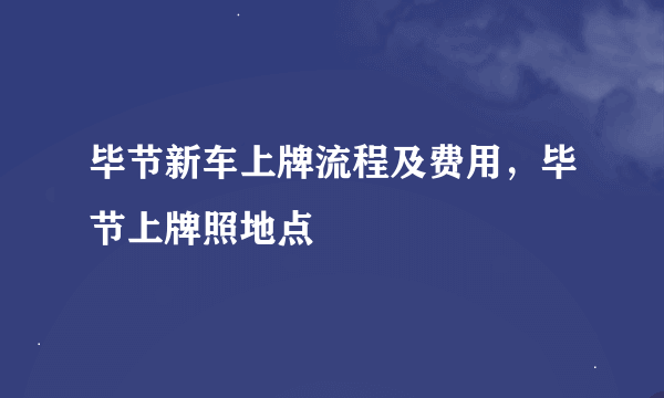 毕节新车上牌流程及费用，毕节上牌照地点