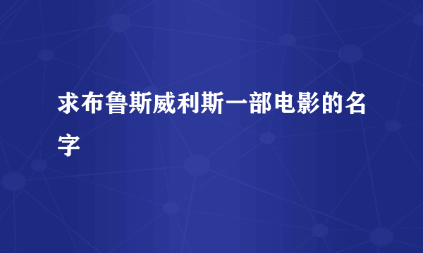 求布鲁斯威利斯一部电影的名字