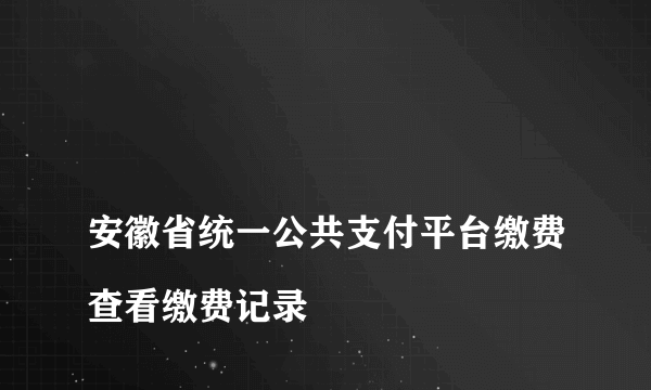 
安徽省统一公共支付平台缴费查看缴费记录
