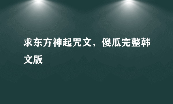 求东方神起咒文，傻瓜完整韩文版