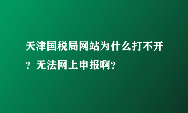 天津国税局网站为什么打不开？无法网上申报啊？