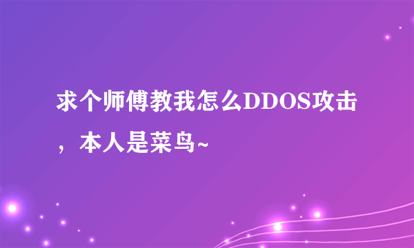 求个师傅教我怎么DDOS攻击，本人是菜鸟~