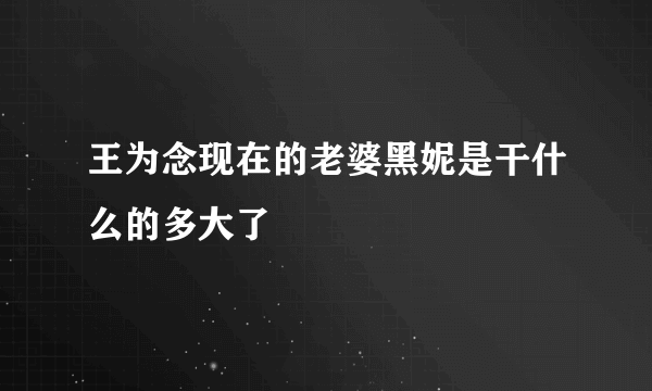 王为念现在的老婆黑妮是干什么的多大了